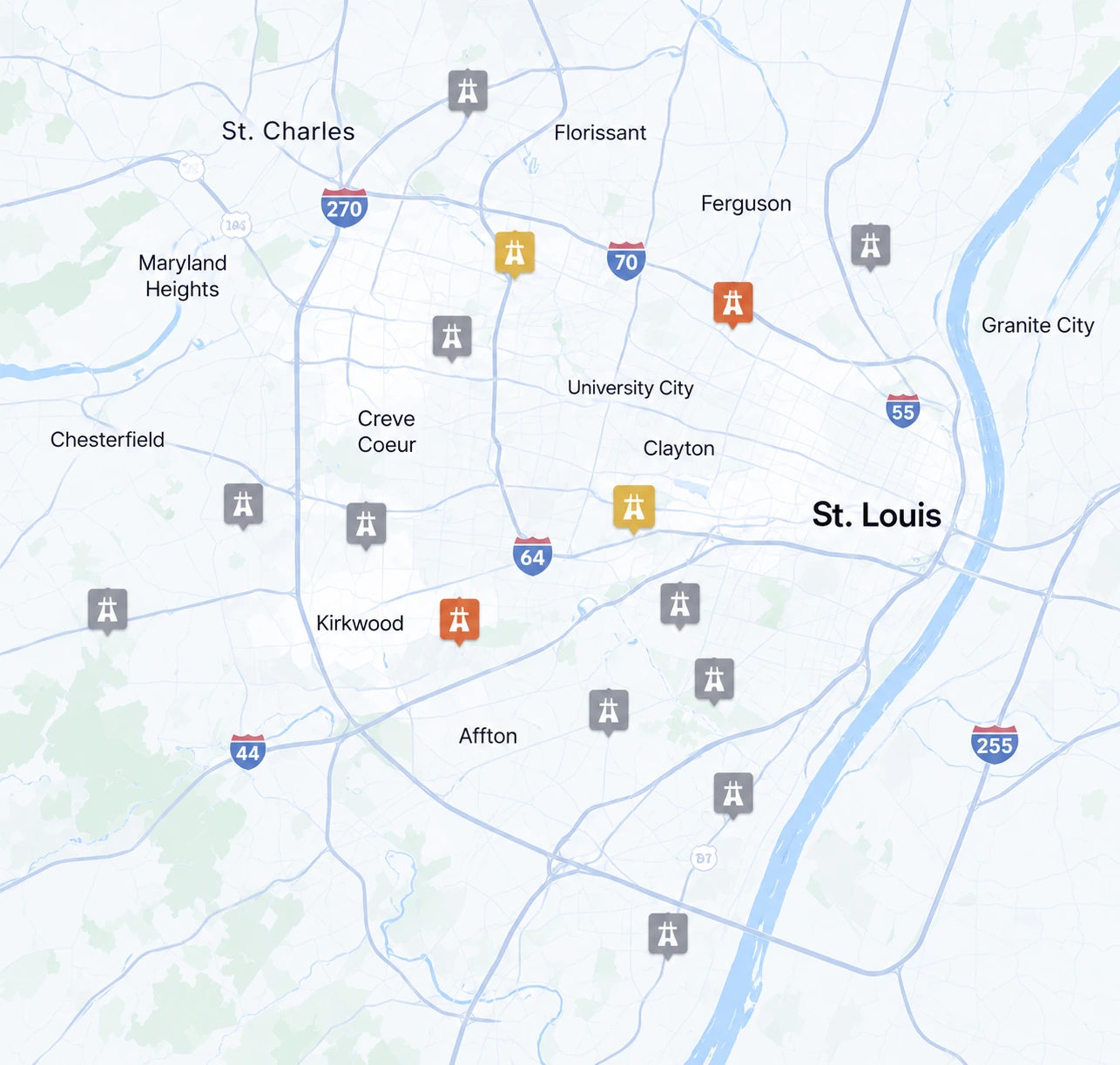 St. Louis area portfolio map with infrastructure asset locations