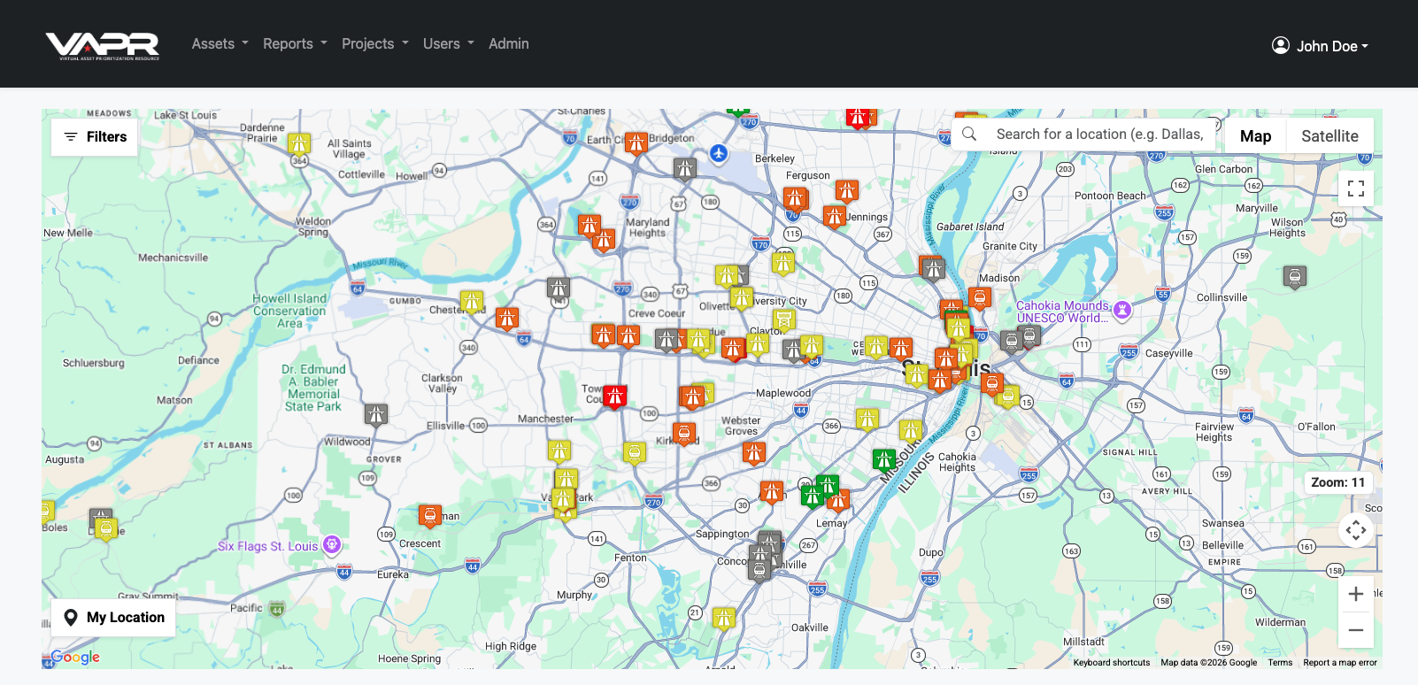 VAPR Platform prioritized map view